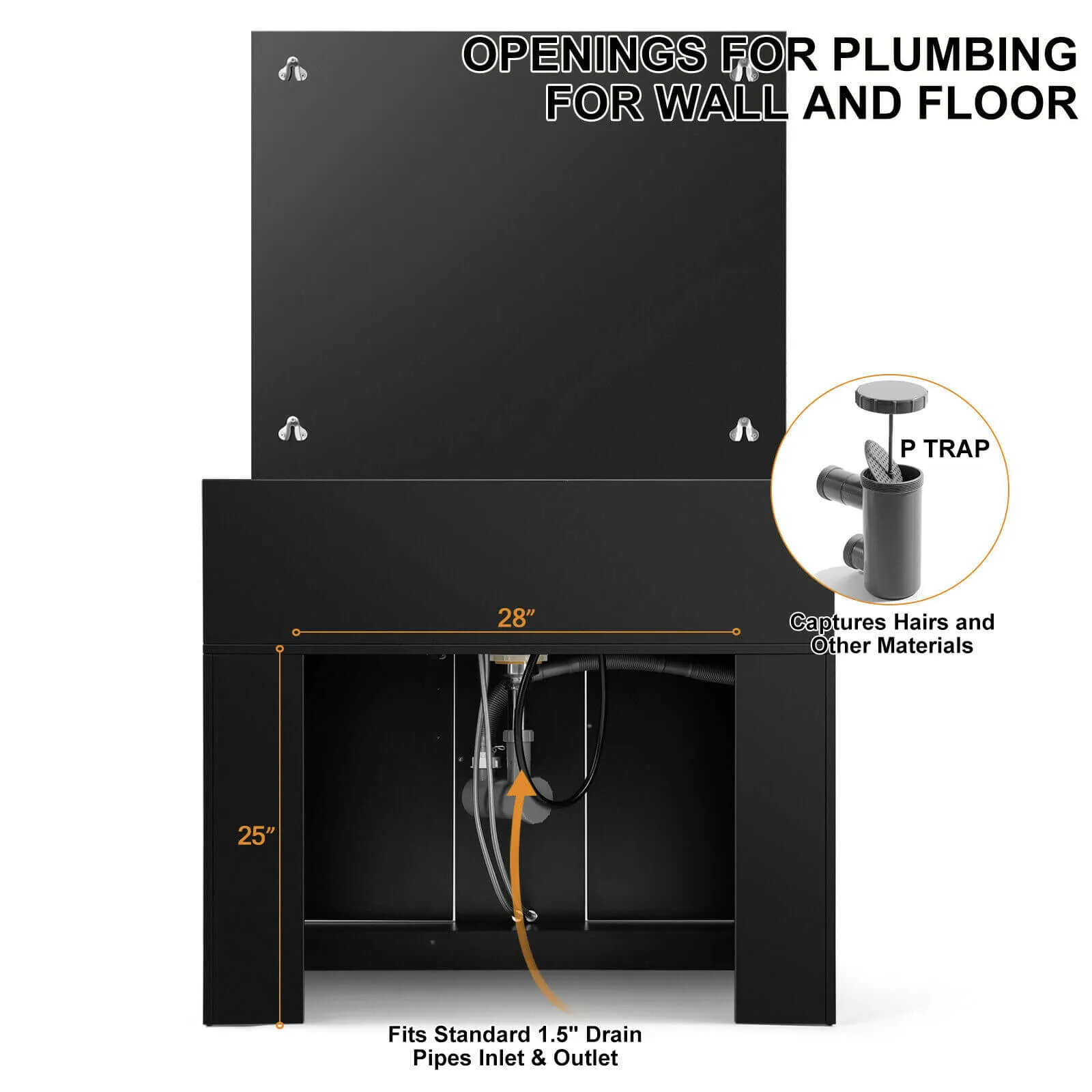 #10094 Shampoo Station with Mirror, All in One Backwash Sink with USB, 110V Outlets, Hair Dryer Holes and P Trap