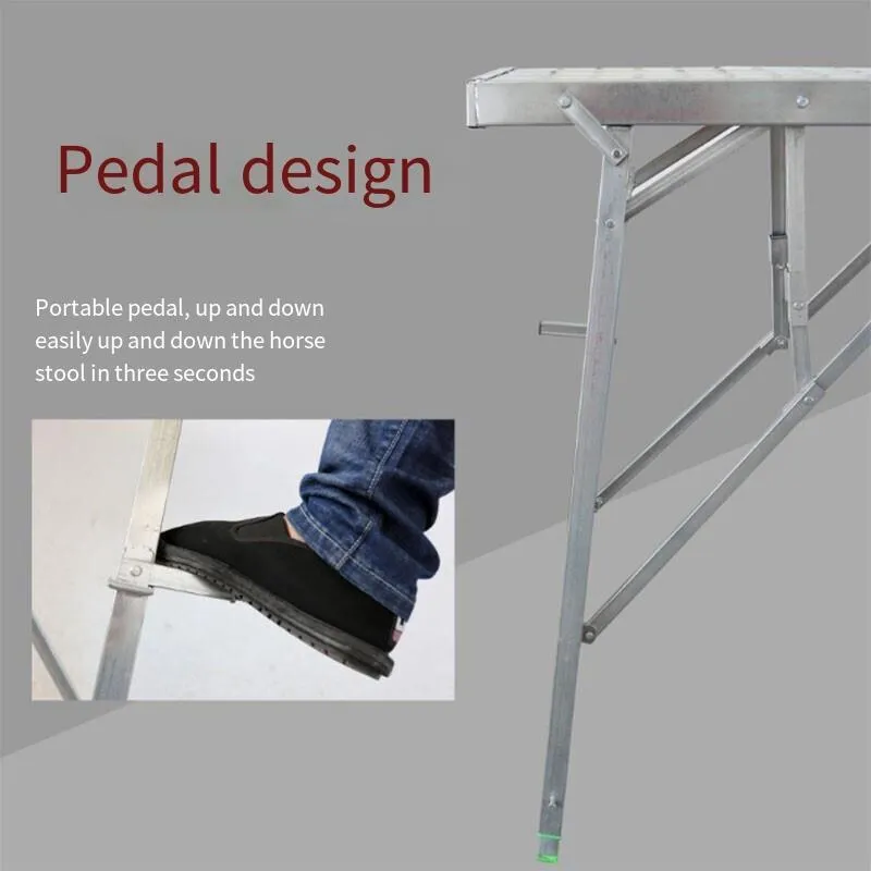 1.15m High Work Platform Folding Multifunctional Portable Horse Stool Thickened Platform Ladder Square Tube 1.4m*30cm