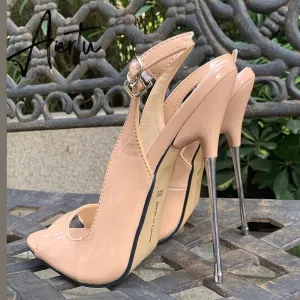 16cm Extreme High Heels Sandals Sexy Pumps Metal Heel Peep Toe Slip On Fetish Cosplay Drag Queen Cross Dresser Unisex Shoes 29cm