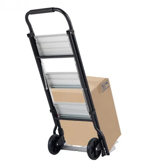 2-in-1 Convertible 3-Step Ladder Hand Truck with Two Wheels