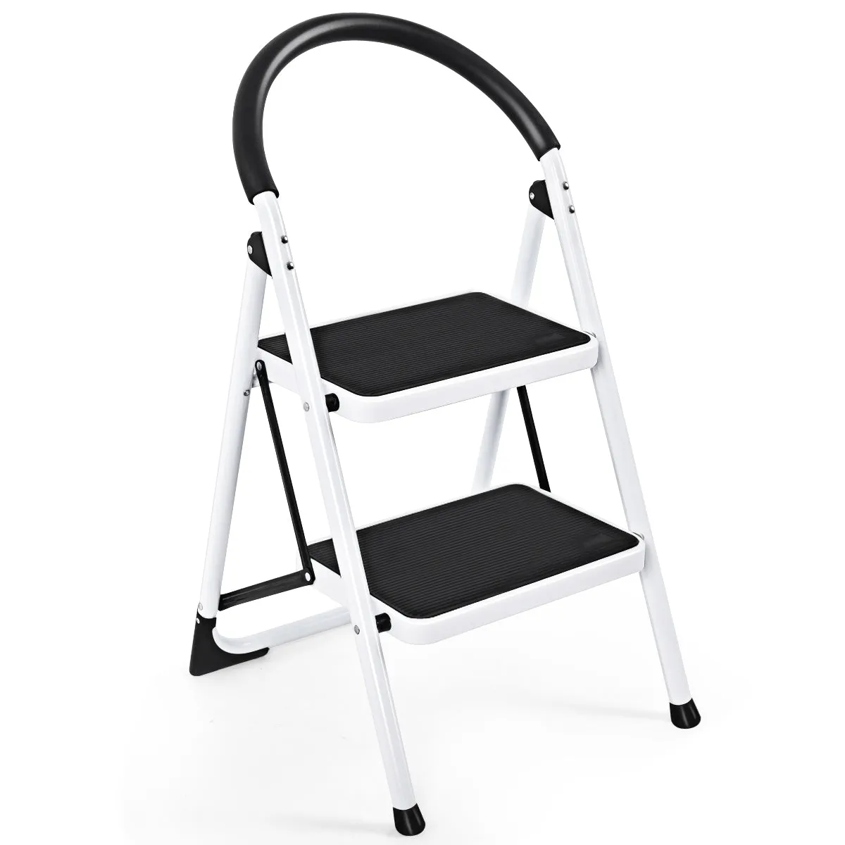 2 Step Folding Household Ladder with Anti-Slip Platform and Grip