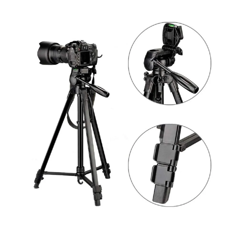 3366 Portable and Foldable Lightweight Photography and Videography Tripod Stand | Max Load 3kg | Max Height 135cm/53 with Carry Bag and Phone Holder