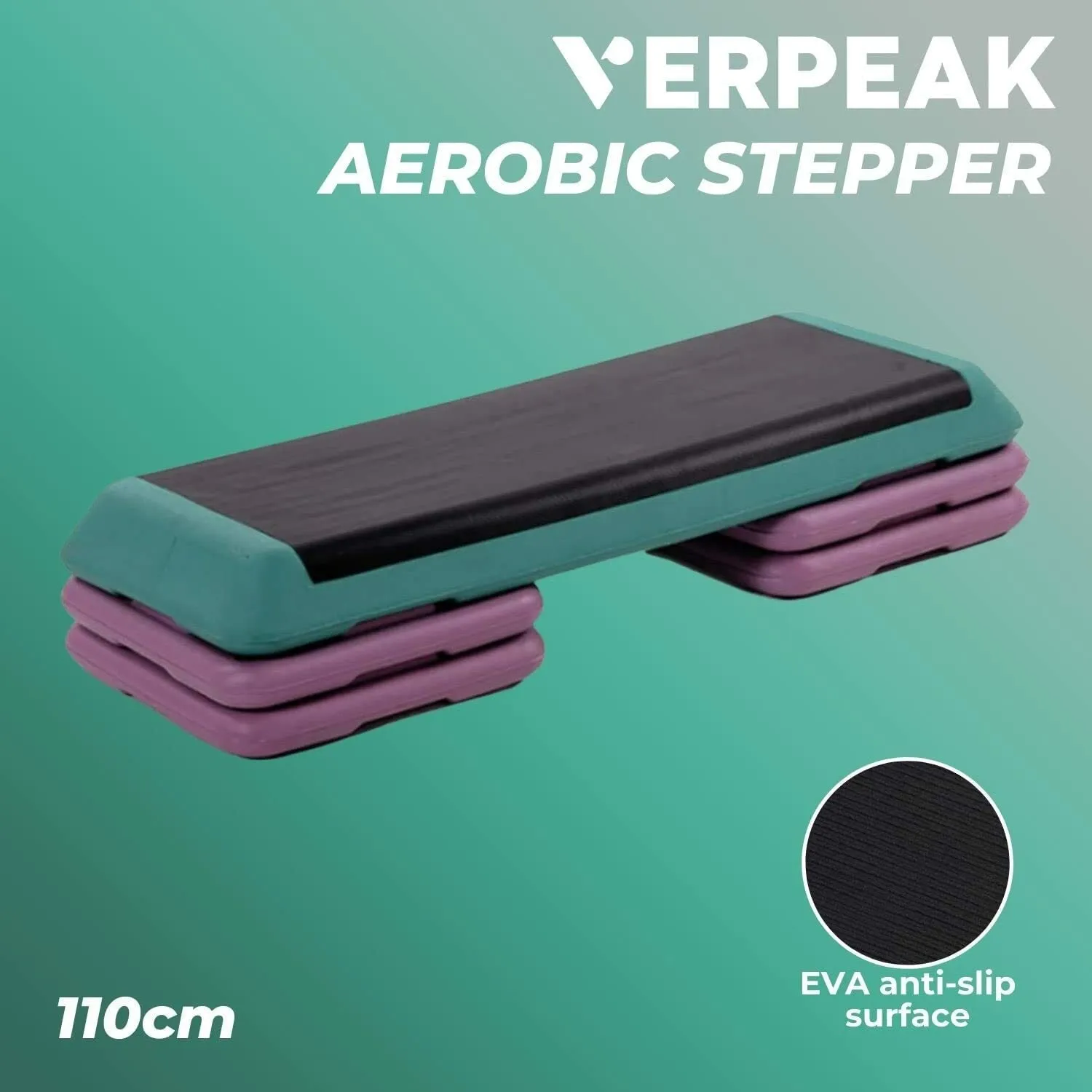 Adjustable Height Anti-Slip Aerobic Stepper 110cm, VERPEAK