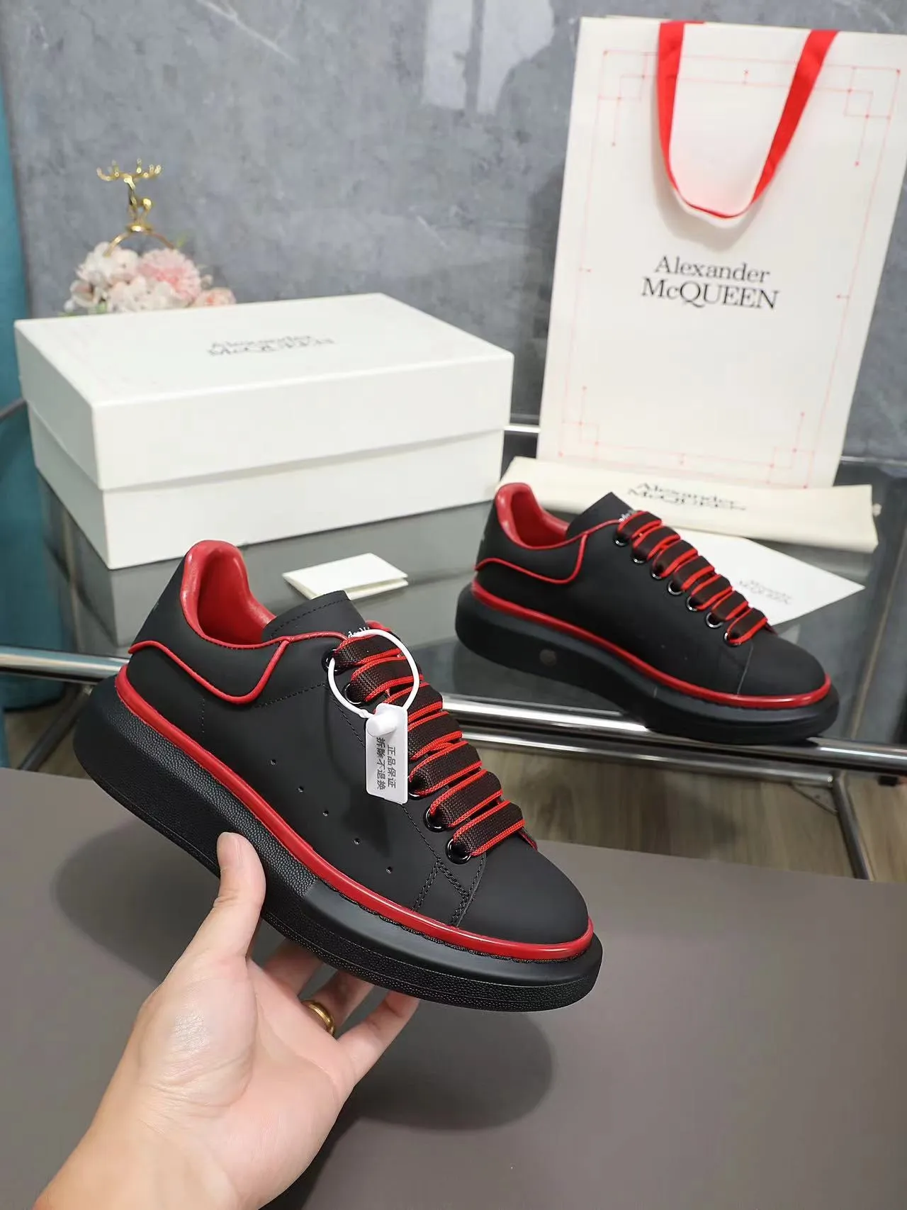 ALMC Oversized Black and Red Sneakers-036