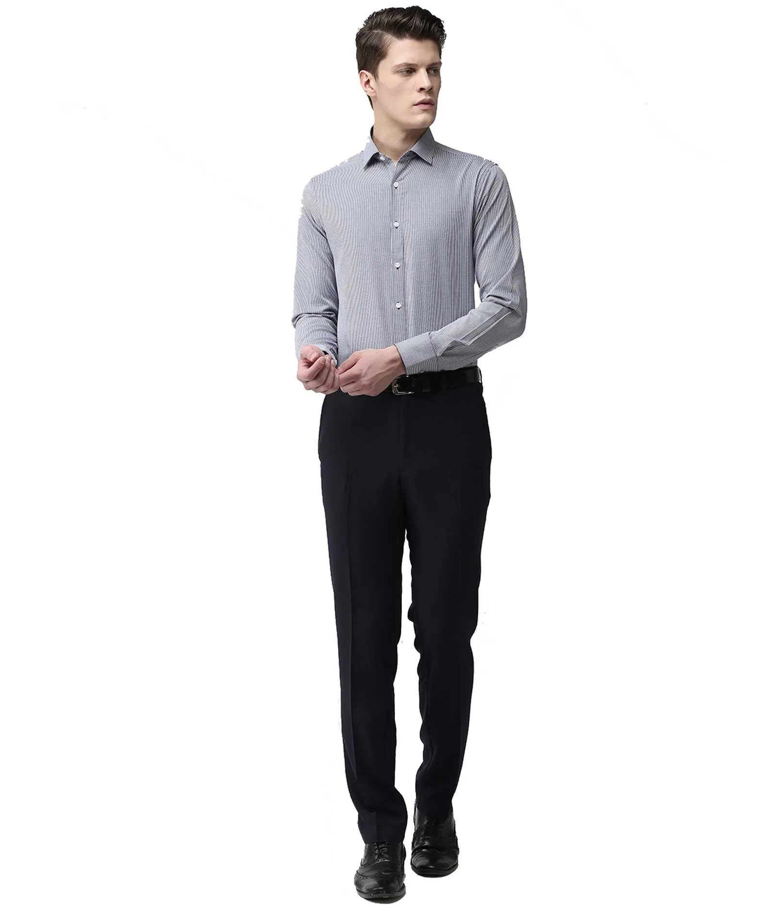 American-Elm Navy Blue Slim Fit Formal Trouser for Men, Cotton Formal Pants For Office Wear