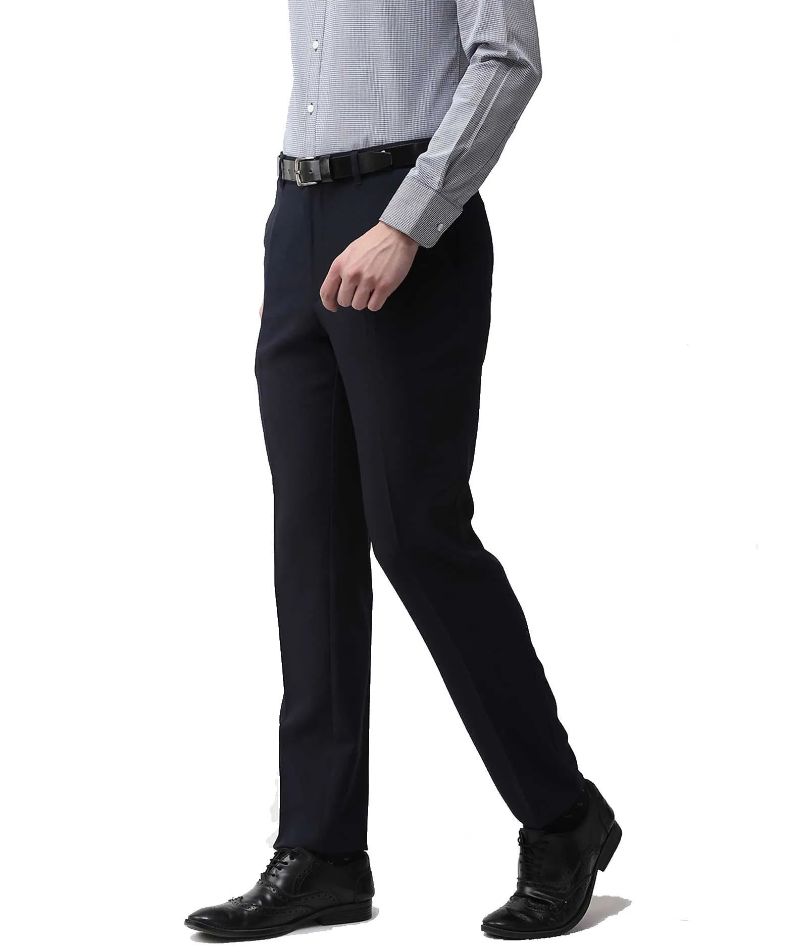 American-Elm Navy Blue Slim Fit Formal Trouser for Men, Cotton Formal Pants For Office Wear