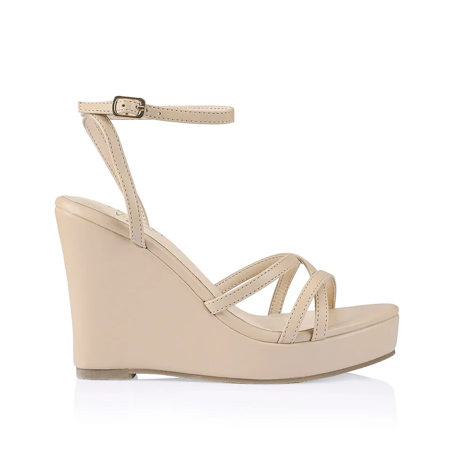 Amore Strappy Wedges  - Nude Smooth