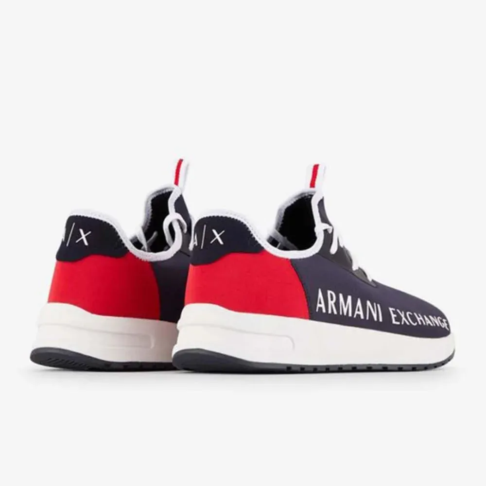 ARMANI EXCHANGE XUX058 Logo Sock Style Sneakers - NVYRED