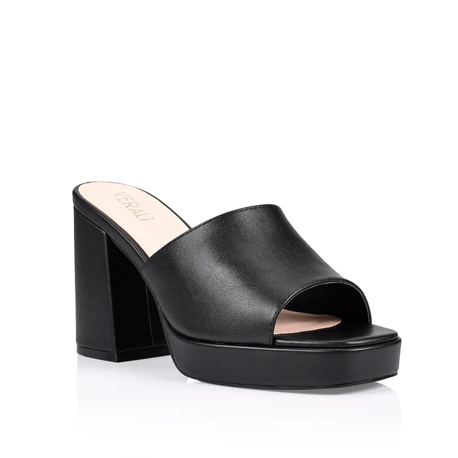 Avalon Platform Mules - Black Smooth