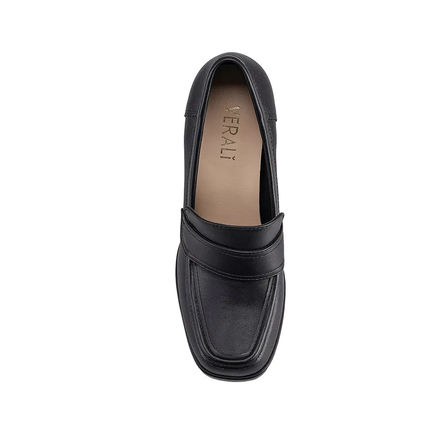 Avina Heeled Loafers - Black Smooth