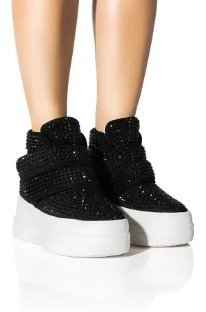 AZALEA WANG CYBER EMBELLISHED PLATFORM SNEAKER IN BLACK