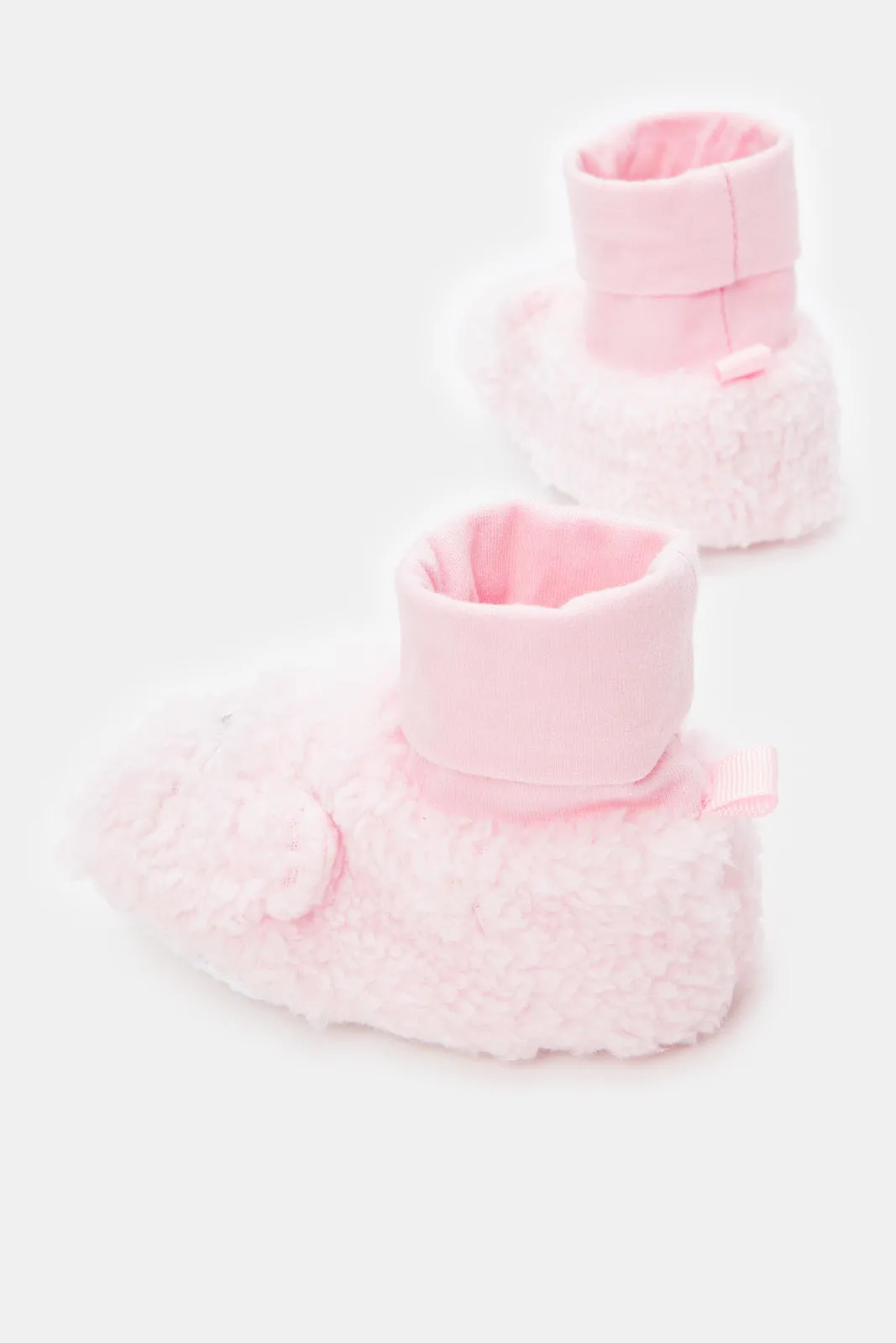 Baby Pink Fur Pram Shoes