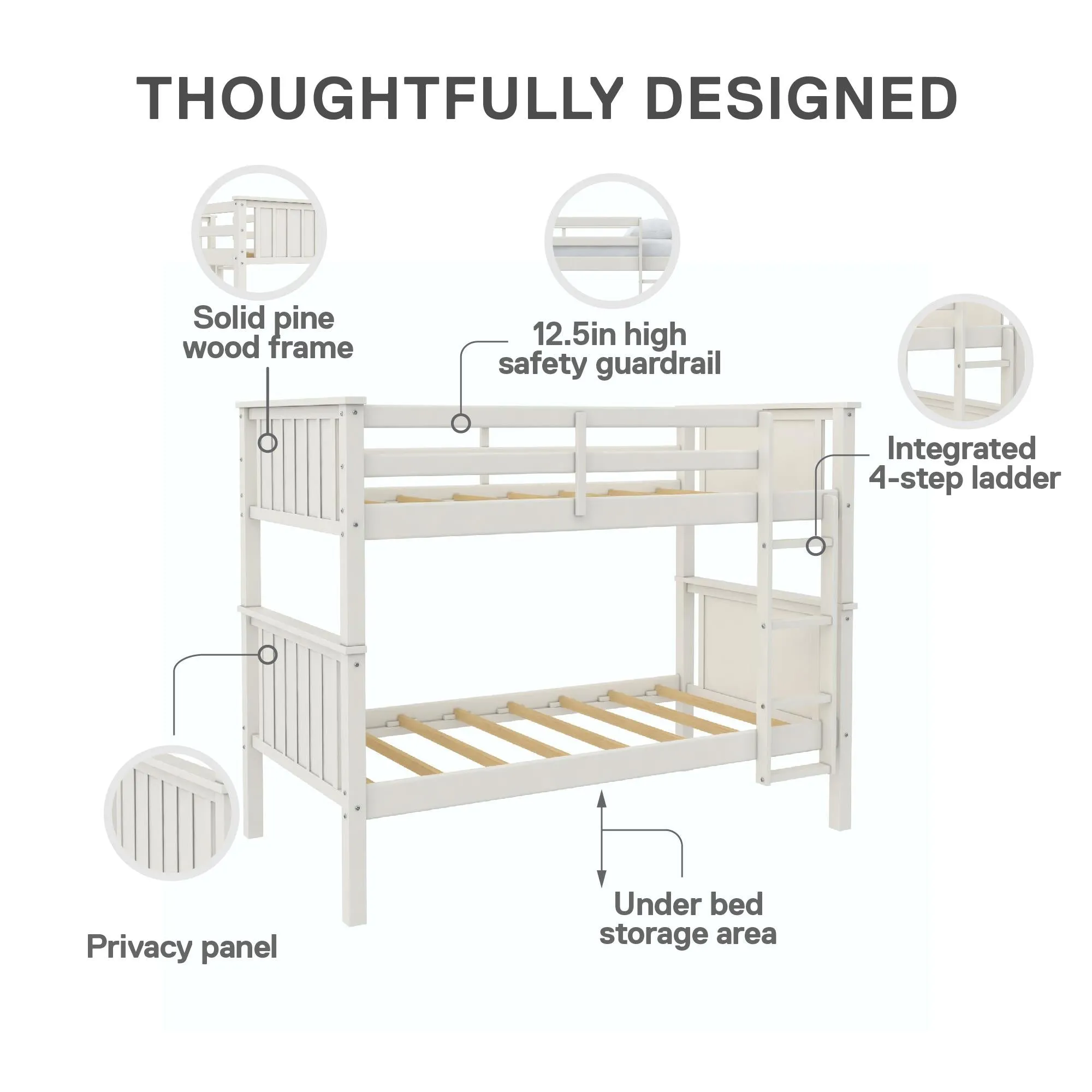 Bailen Kid's Convertible Wood Bunk Bed