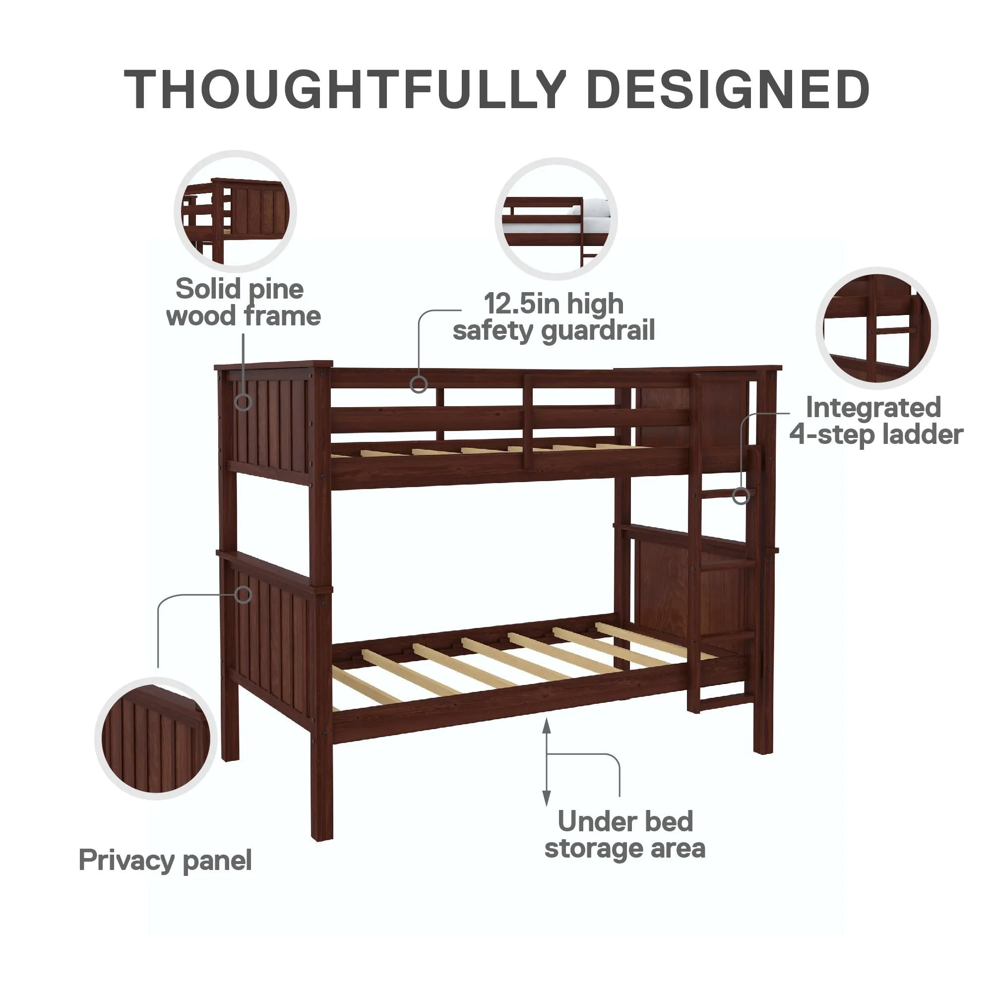 Bailen Kid's Convertible Wood Bunk Bed