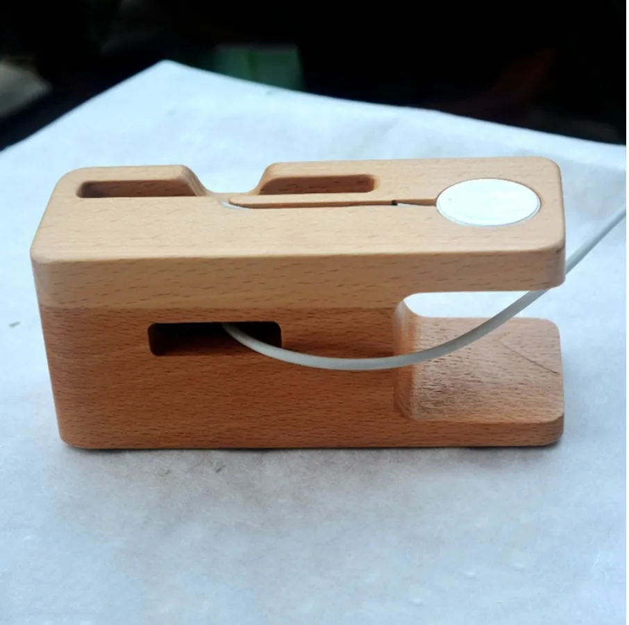 Bamboo Charging Stand Cradle Holder for  iWatch iPhone