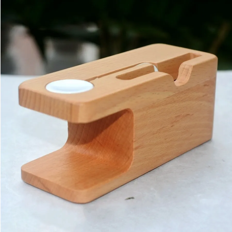 Bamboo Charging Stand Cradle Holder for  iWatch iPhone