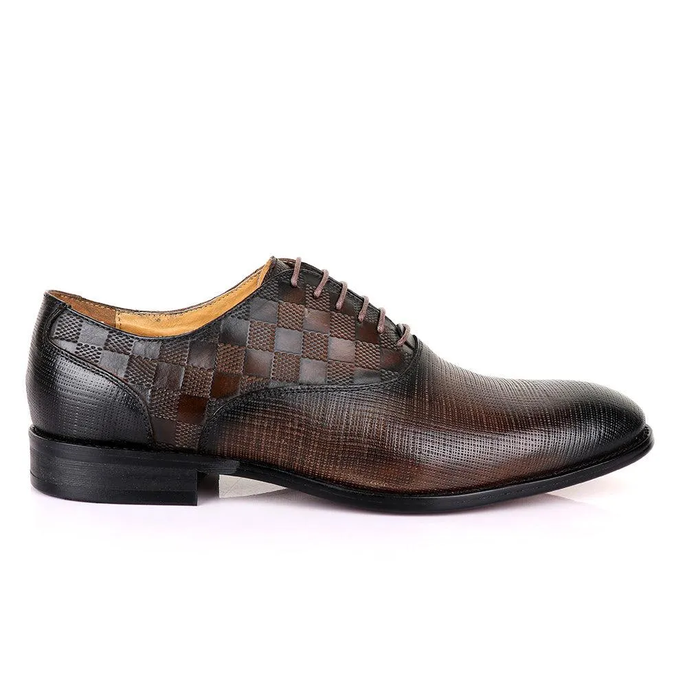 Berluti Half Checkboard Oxford Coffee Leather Shoe