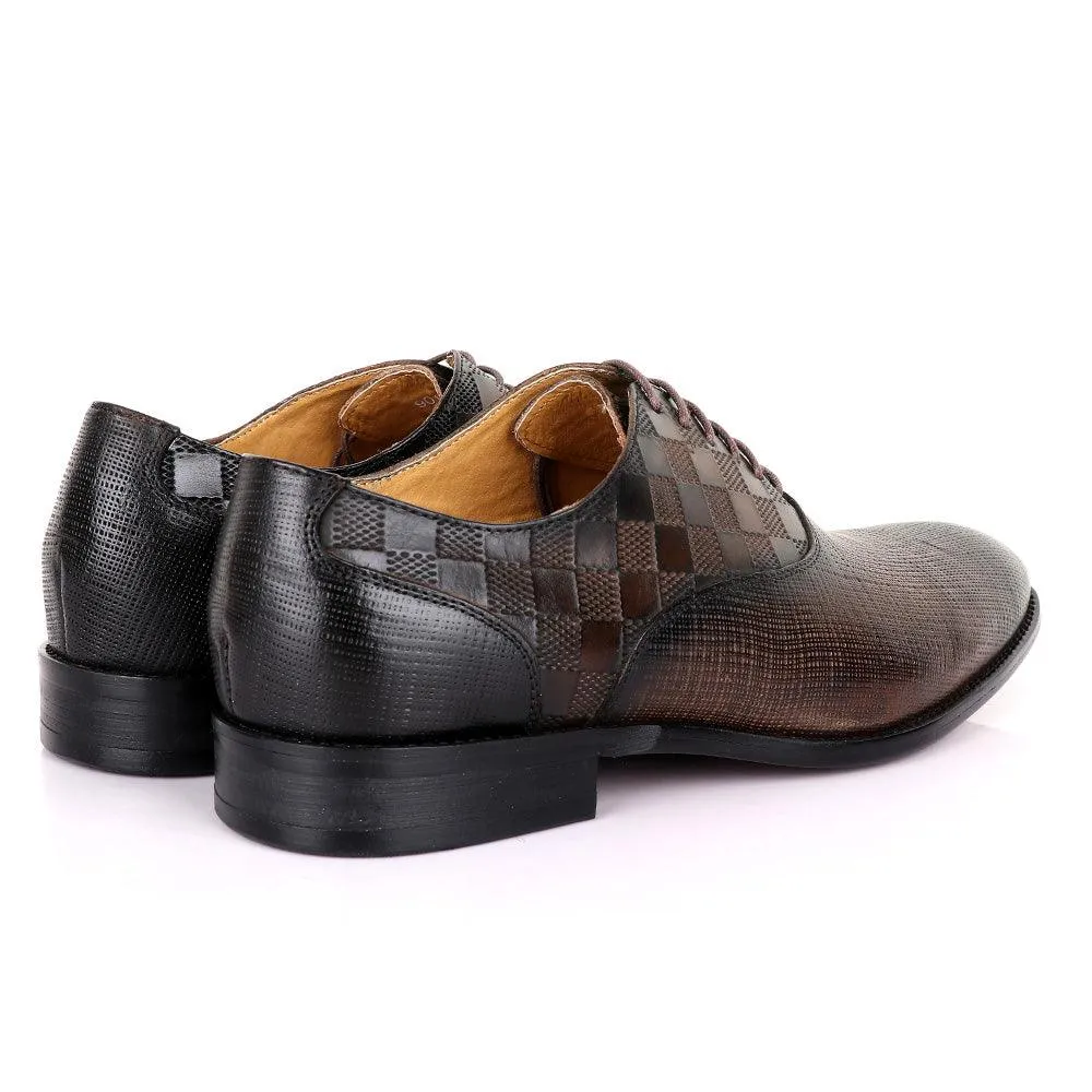 Berluti Half Checkboard Oxford Coffee Leather Shoe