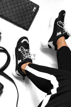 Black Chunky Panel Trainers - Libby