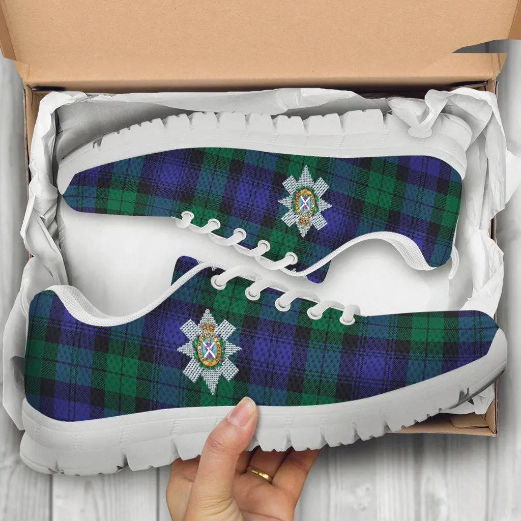 Black Watch Modern Tartan Sneakers with Family Crest