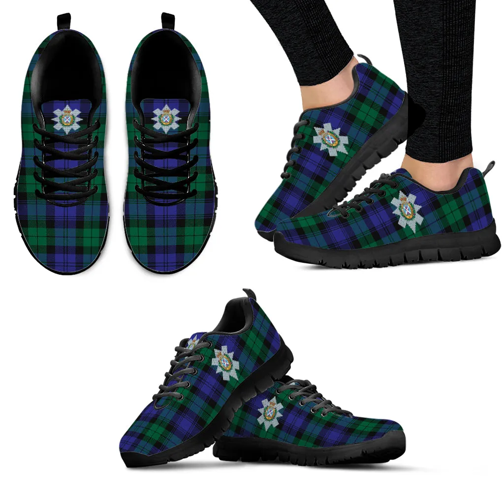 Black Watch Modern Tartan Sneakers with Family Crest