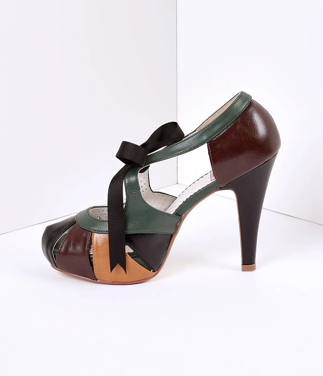 Brown Multicolor Faux Leather Platform Heel