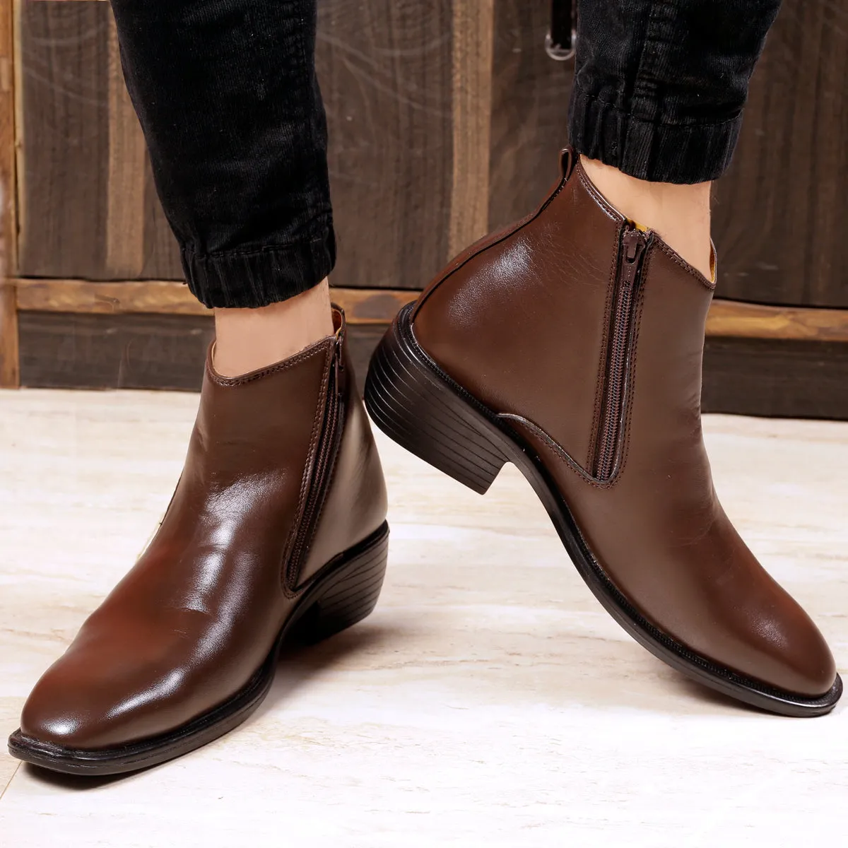 Bxxy Men's Elevator Zipper Boots