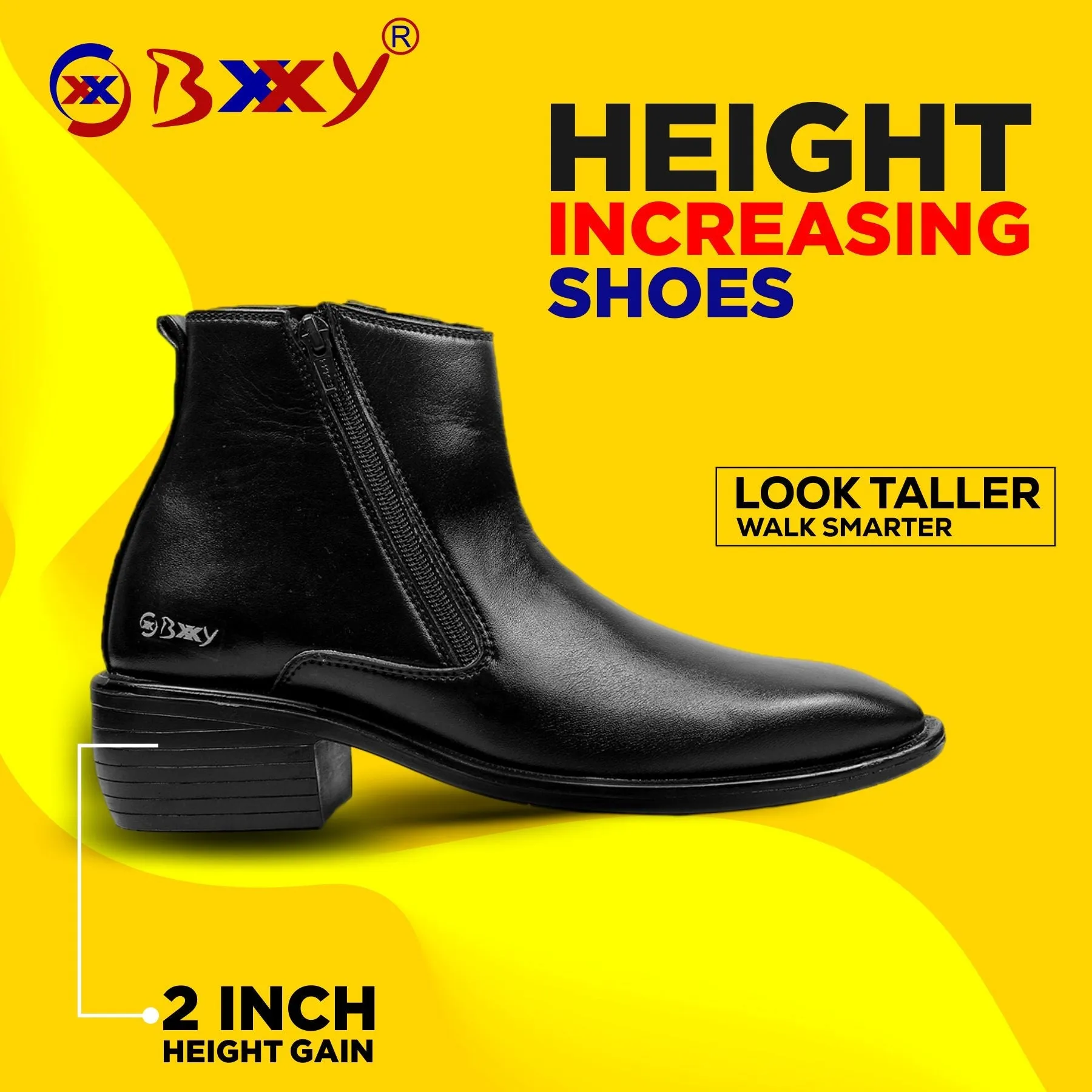 Bxxy Men's Elevator Zipper Boots