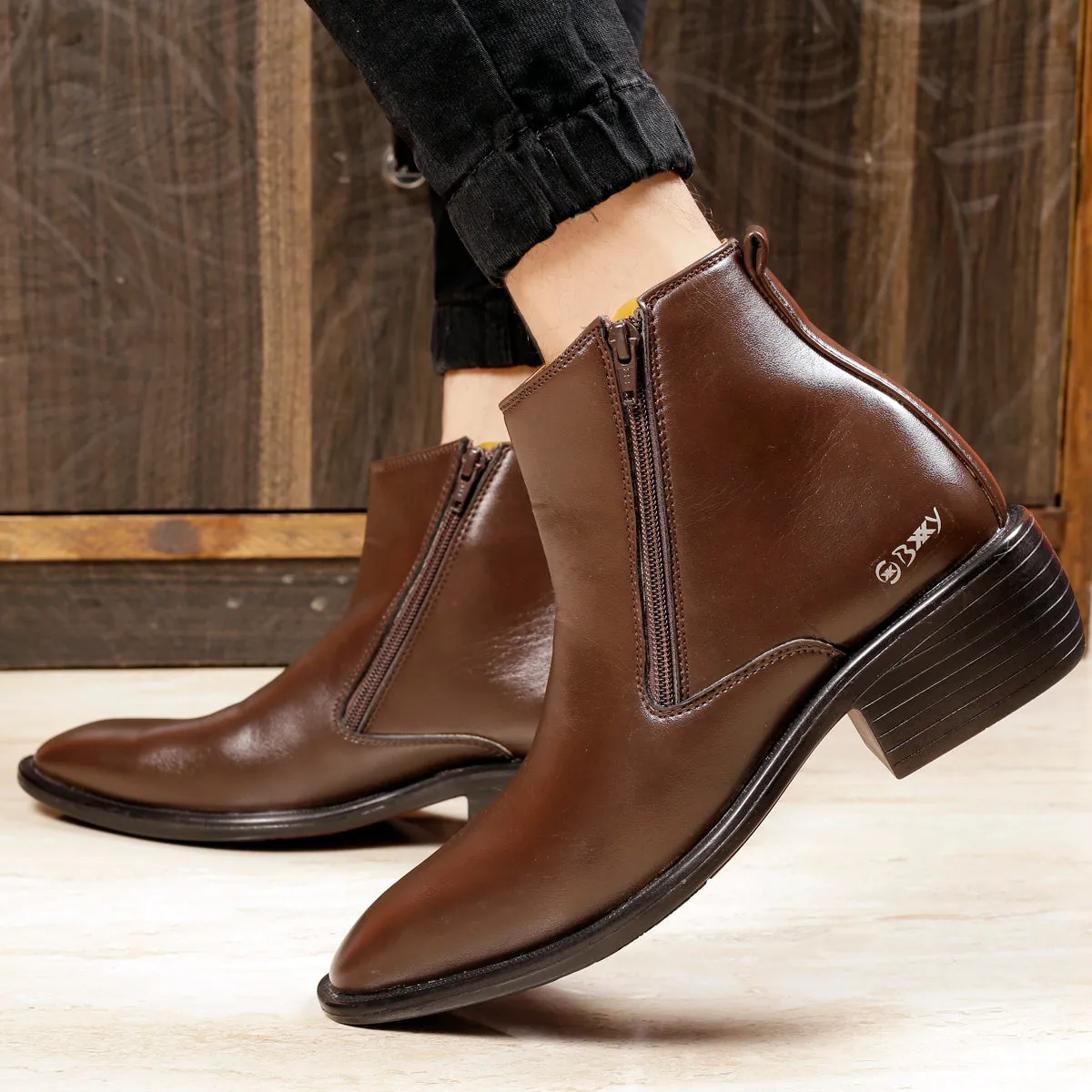 Bxxy Men's Elevator Zipper Boots