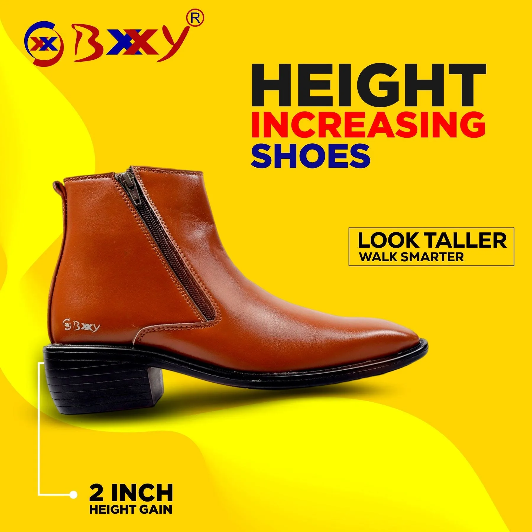 Bxxy Men's Elevator Zipper Boots