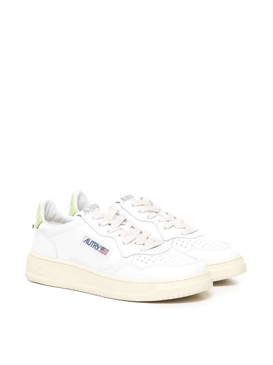 Calfskin White and Green Sneakers