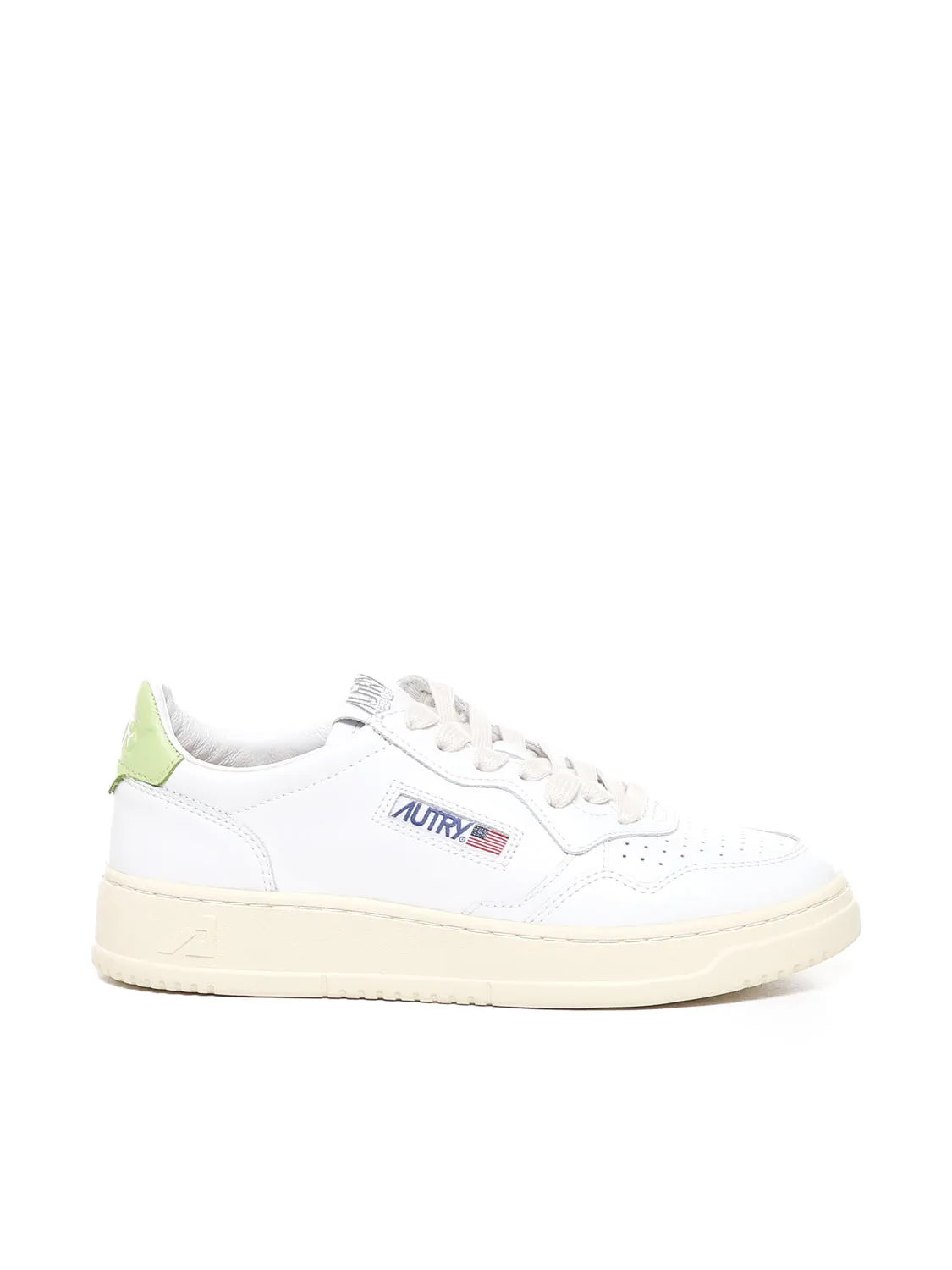 Calfskin White and Green Sneakers