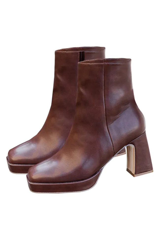 Candace Brown Square Toe Booties FINAL SALE