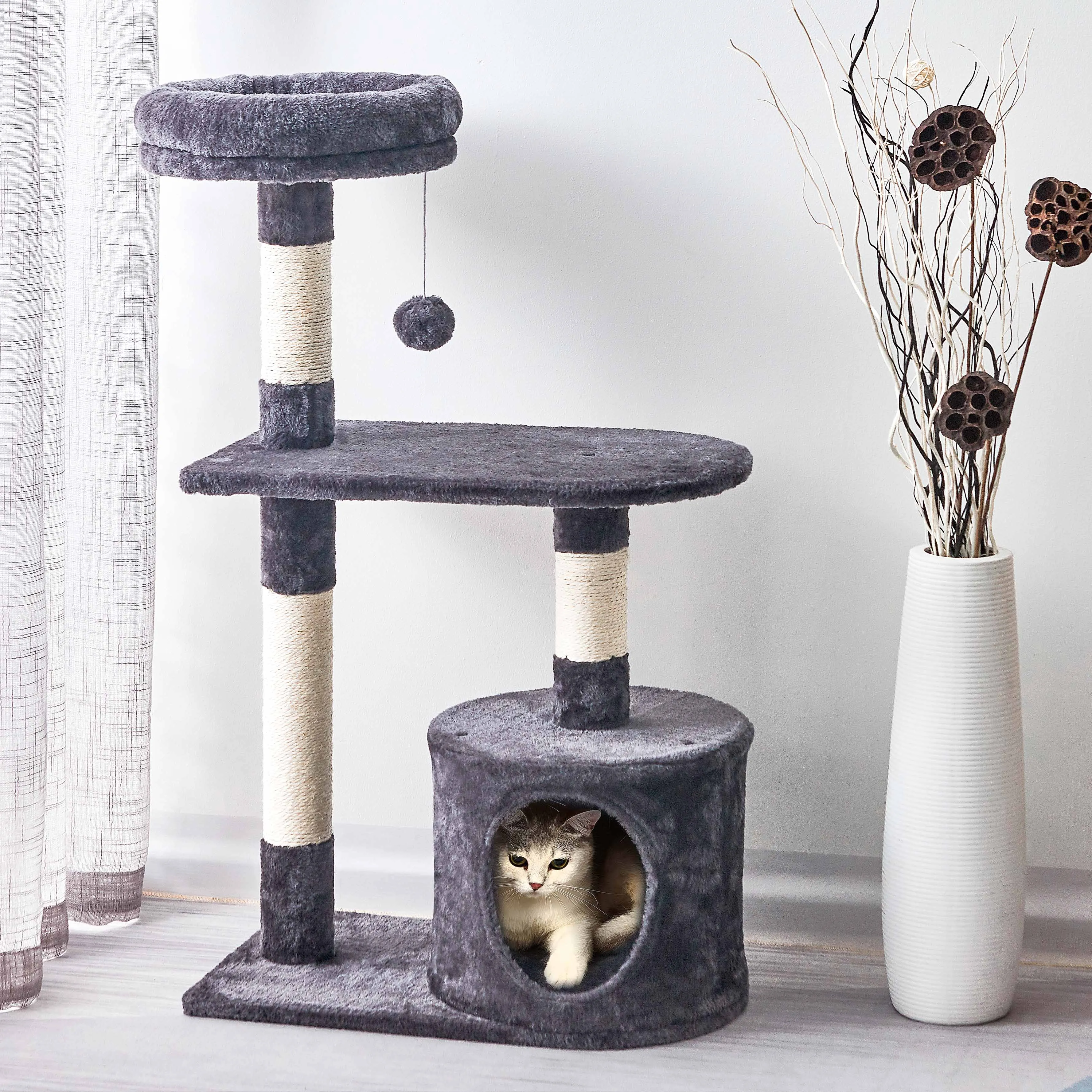 Cat Tree Tower Small, Condo Sisal Cat Scratching Post Climbing Tree