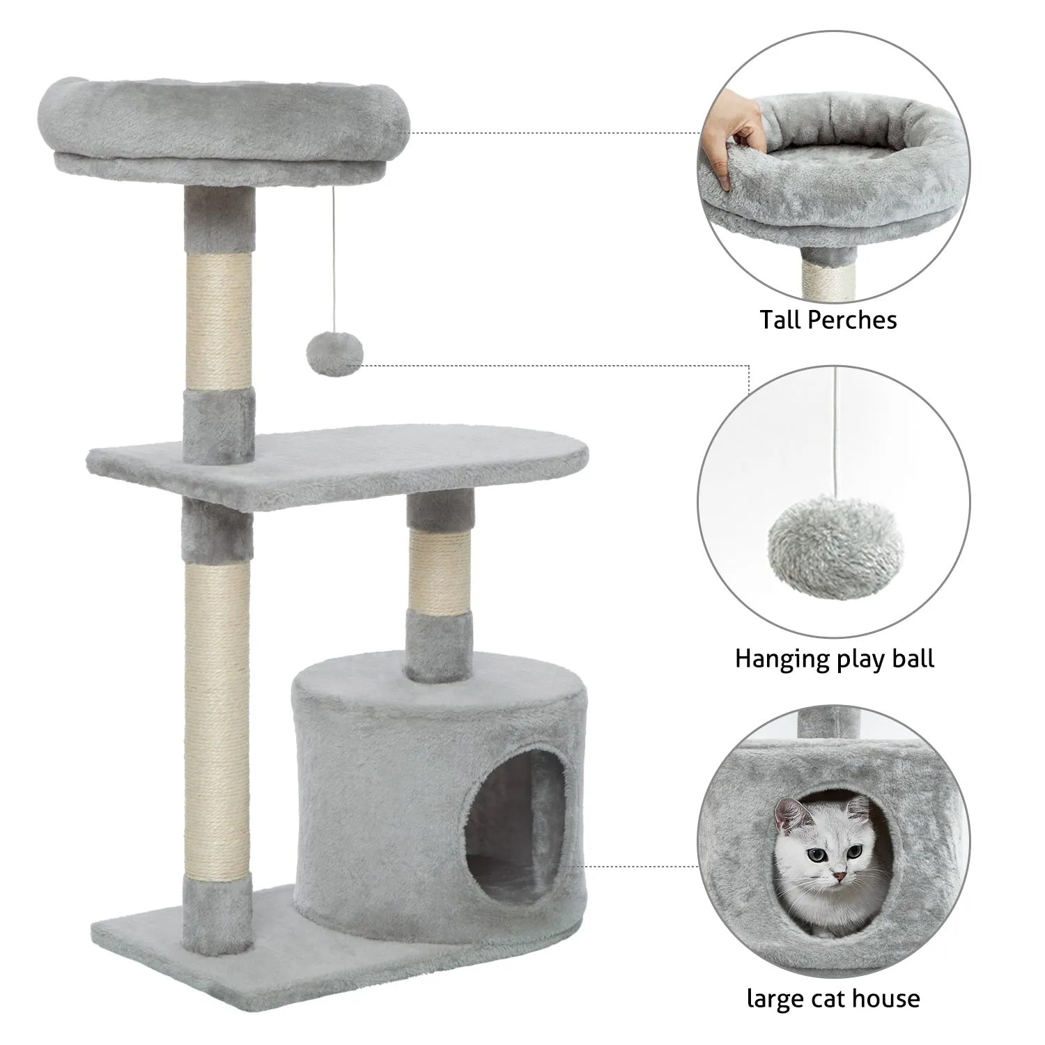 Cat Tree Tower Small, Condo Sisal Cat Scratching Post Climbing Tree