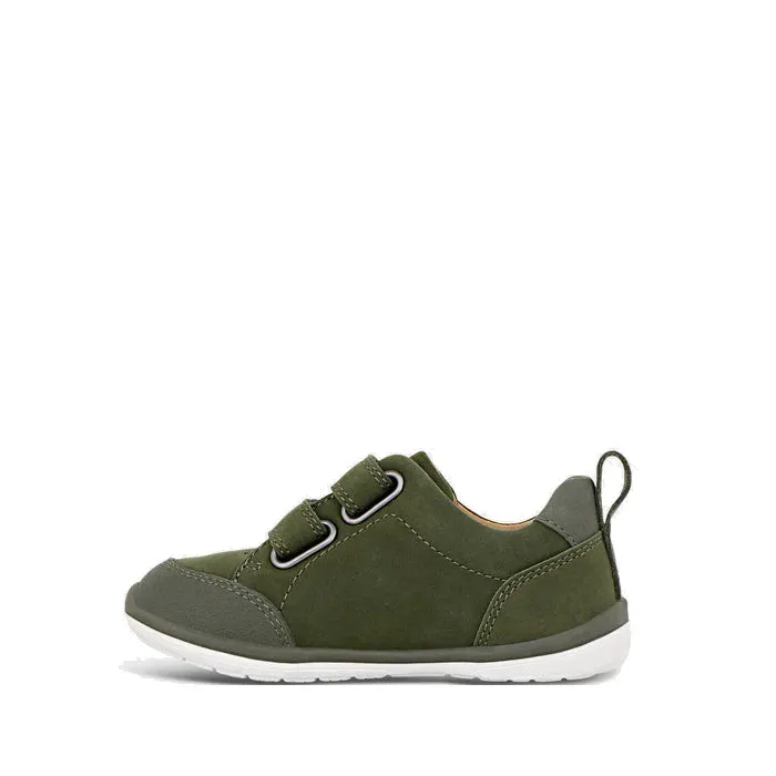 Clarks Toddlers Melvin Leather Sneaker Shoe Olive D Narrow Width