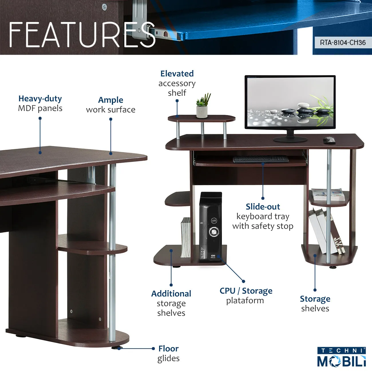 Complete Computer Workstation Desk With Storage