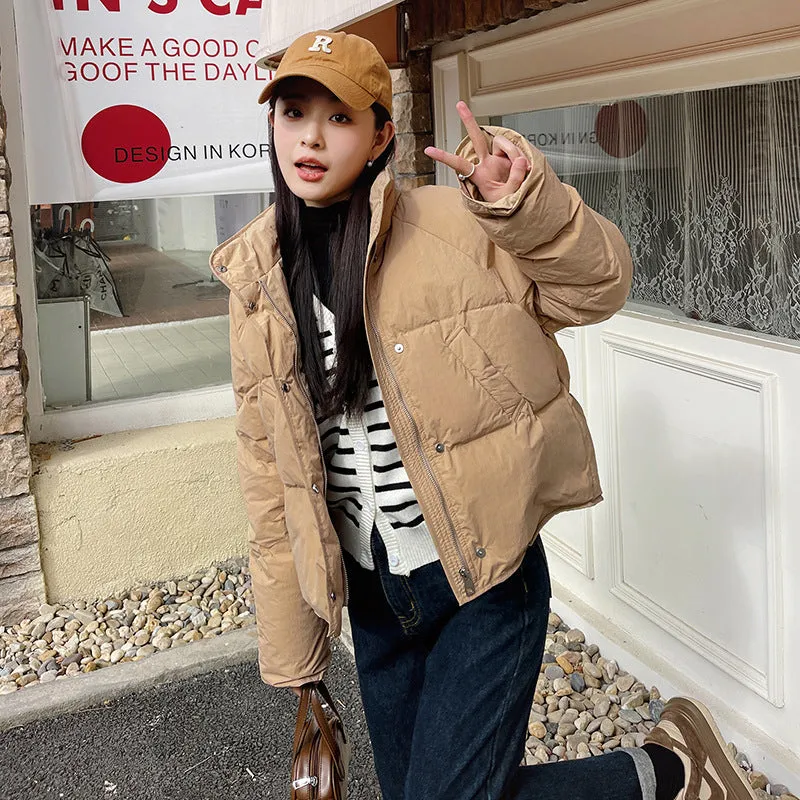 Cross-border down cotton clothes women's 2023 new Korean version small design bread clothes milk blue short jacket