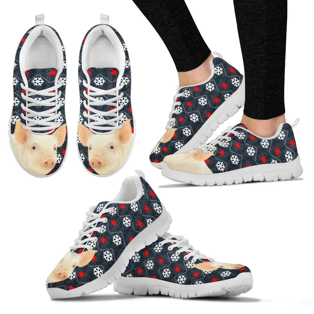 Danish Landrace Pig2 Print Christmas Running Shoes For Women-Free Shipping