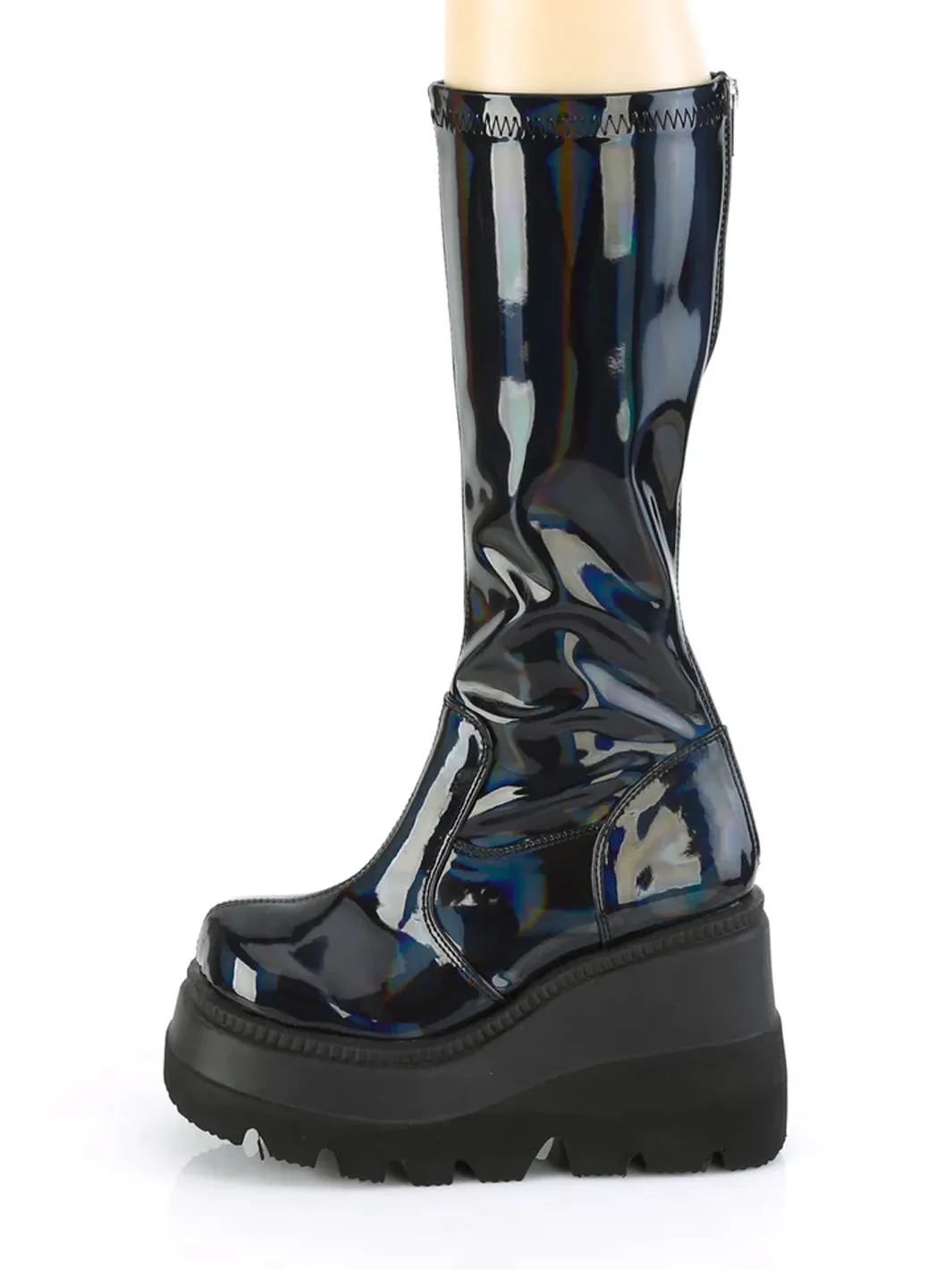 DEMONIA SHAKER 65 BOOTS - PATENT BLACK HOLO