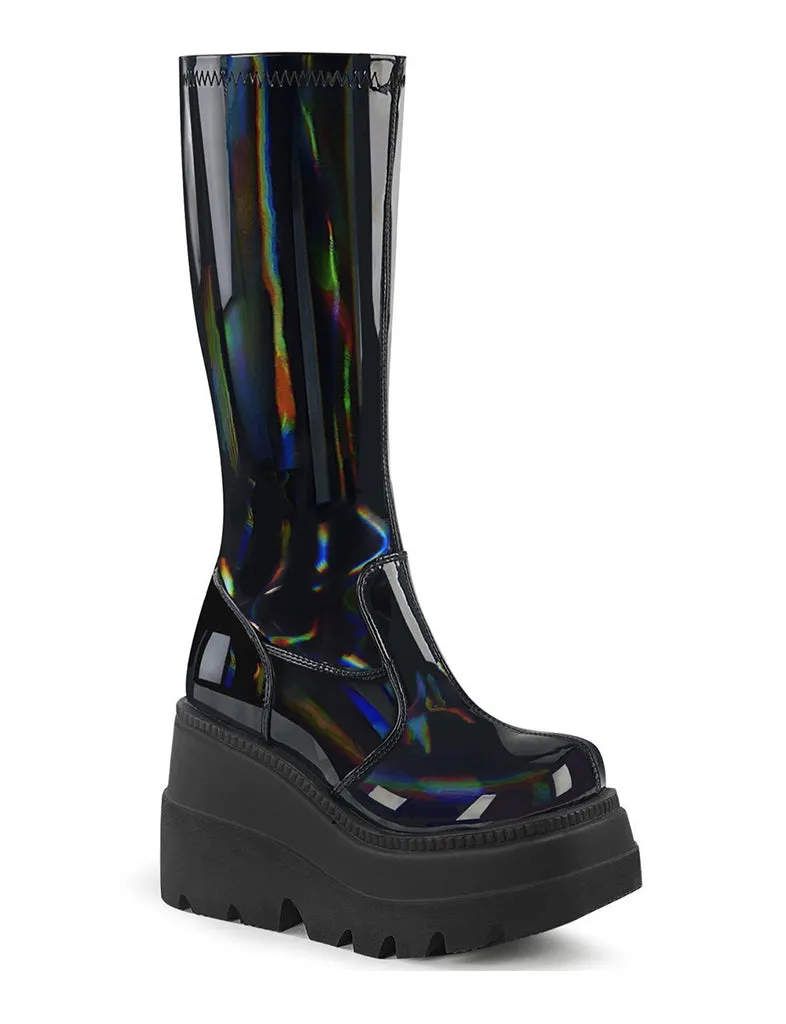 DEMONIA SHAKER 65 BOOTS - PATENT BLACK HOLO