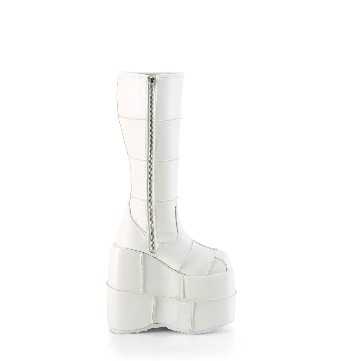 Demonia STACK-301 | White Vegan Leather Unisex Boots