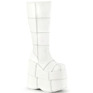 Demonia STACK-301 | White Vegan Leather Unisex Boots