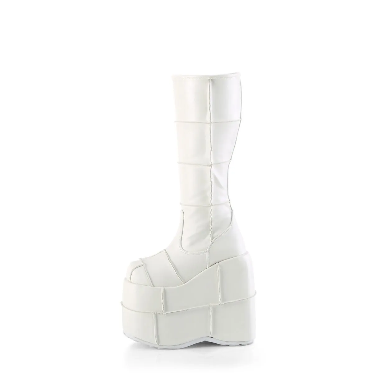 Demonia STACK-301 | White Vegan Leather Unisex Boots