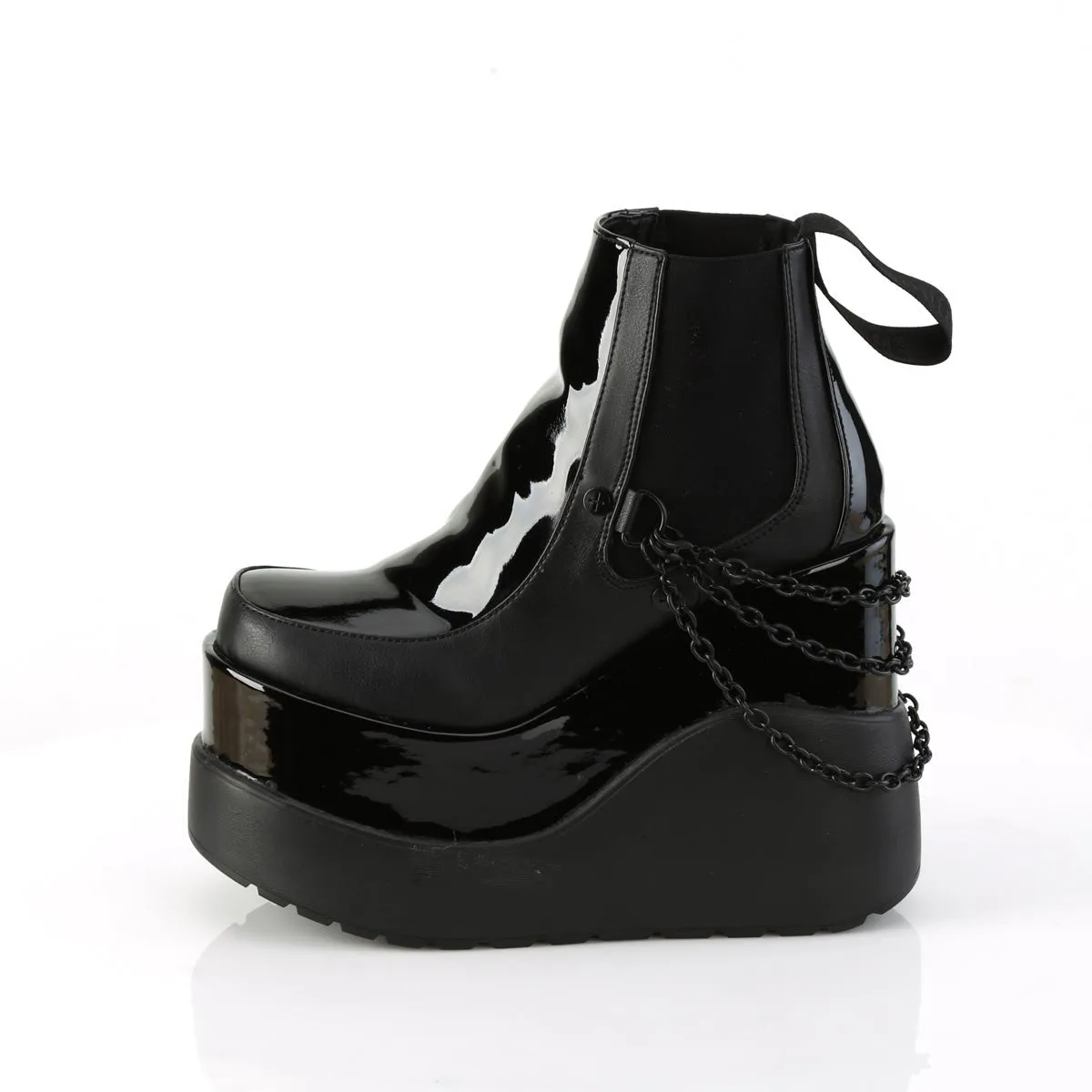 Demonia VOID-50 | Black Patent Leather Ankle Boots