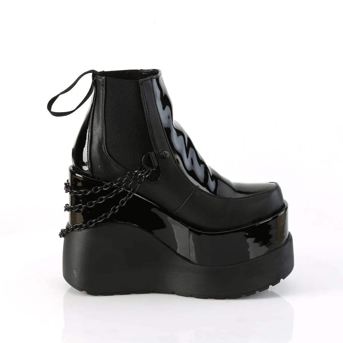 Demonia VOID-50 | Black Patent Leather Ankle Boots