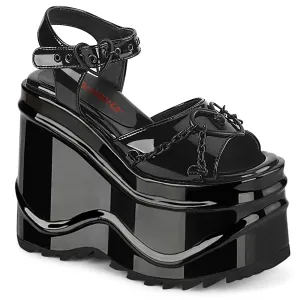 Demonia WAVE-09 | Black Patent Leather Sandals