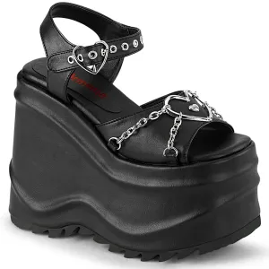 Demonia WAVE-09 | Black Vegan Leather Sandals