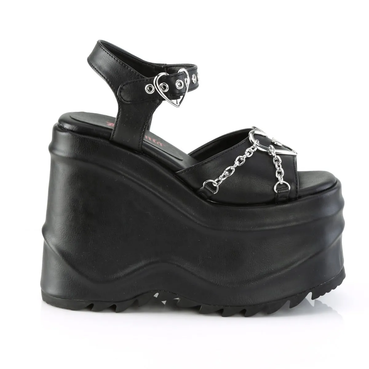 Demonia WAVE-09 | Black Vegan Leather Sandals