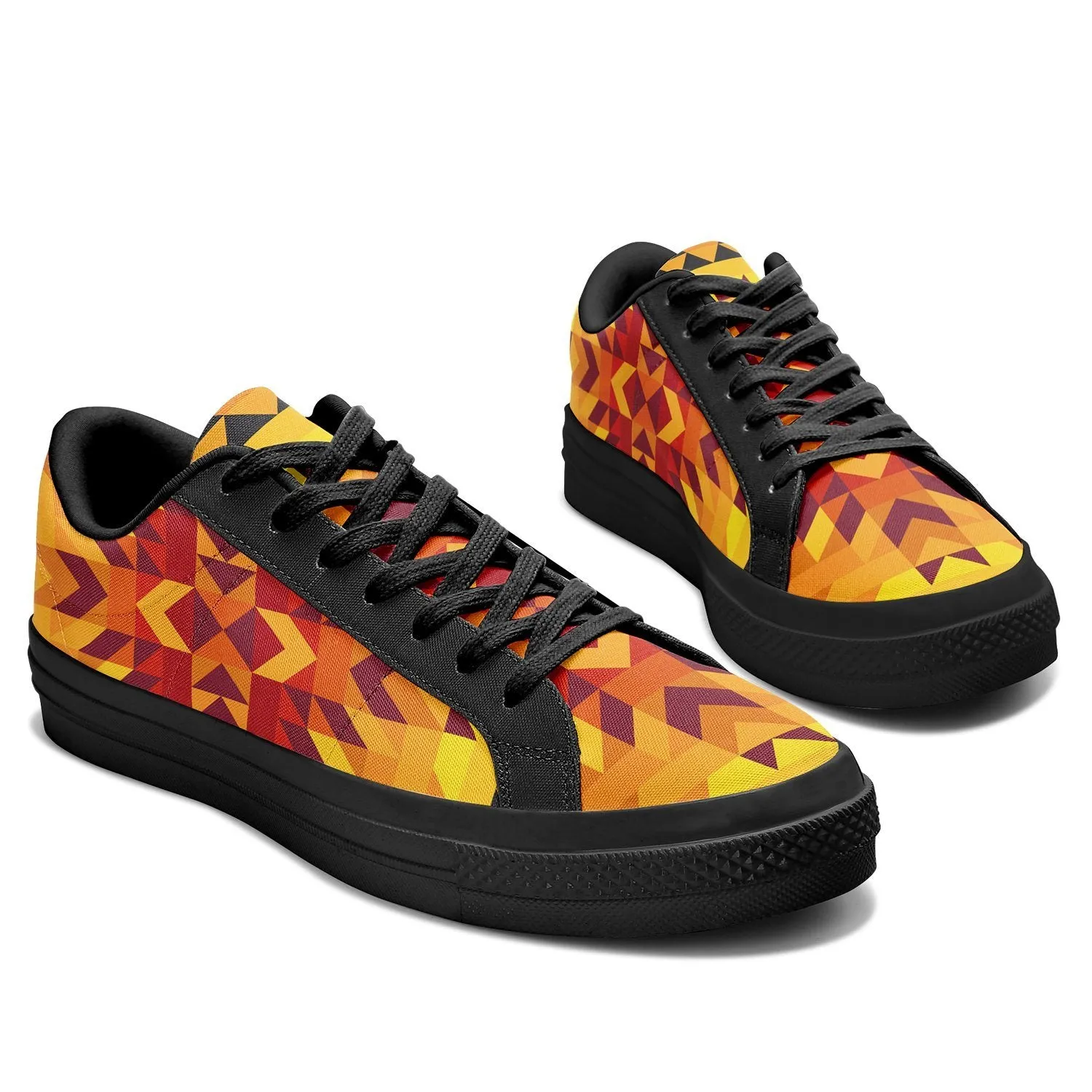 Desert Geo Yellow Red Aapisi Low Top Canvas Shoes Black Sole